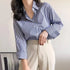 2026 Classic Striped Woman Spring Autumn Blouses Shirt Lady Long Lantern Sleeve Stand Collar Loose Blusas Tops