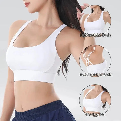 Women's Quick Dry Yoga Sports Bra with Cross Back Design