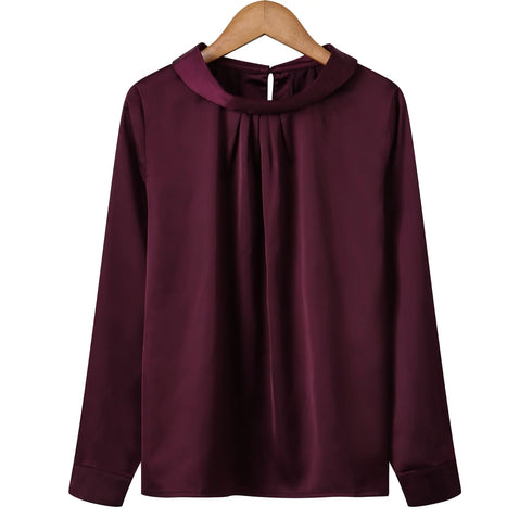 Women blusas long sleeved Slim plus size silk satin shirts office ladies work female Chiffon blouse Elegant blusa feminina