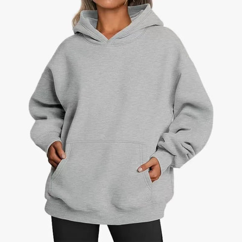 Hip Hop Solid Colour Hooded Pullover for Women