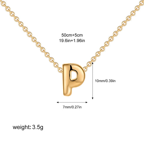 3D Bubble Initial A-Z Mini Necklace - Gold Plated