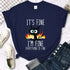 Oversized Black Cat T-Shirt - 'It's Fine, I'm Fine'