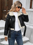 Women's Faux Lamb Fur Leather Short Bomber Jacket