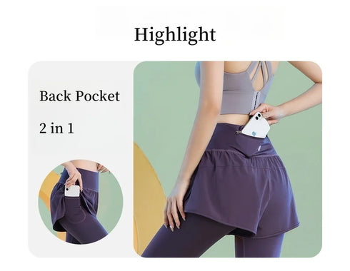 DRUR High Waist Knee Length Yoga Pants for Women