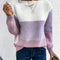 Elegant Three-Colour Patchwork Sweater for Women