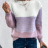 Elegant Three-Colour Patchwork Sweater for Women