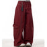 Red Cargo Pants for Women - Wide Leg Casual Trousers