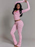 Casual Leopard Print Zip-Up Top and Trousers Set