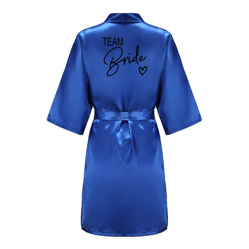 Team Bride Satin Robe with Black Letters