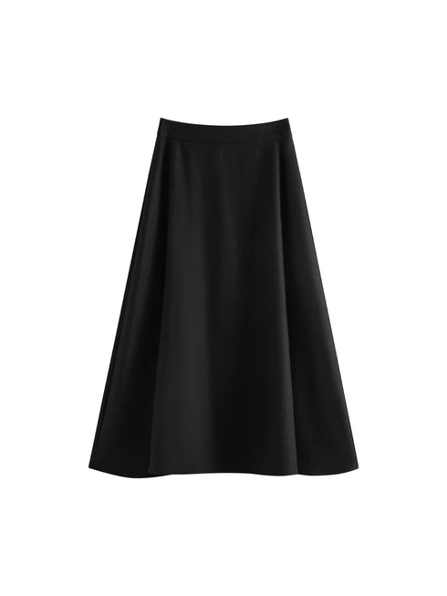 Wool High Waisted A-line Skirt for Women