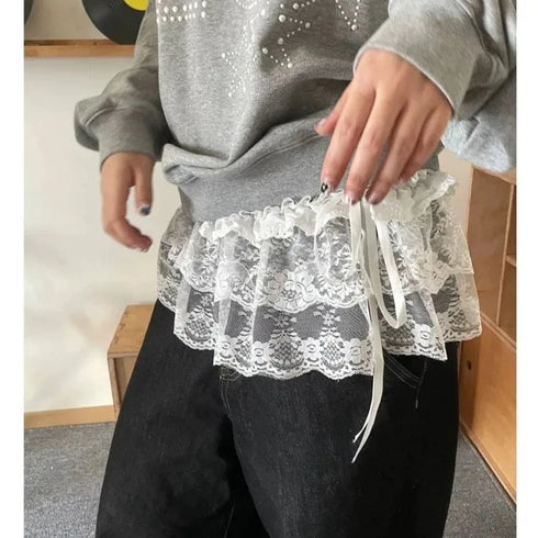 Women’s Y2K Lace Mini Layered Skirt