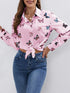 Women's Long-Sleeved Butterfly Print Loose Shirt