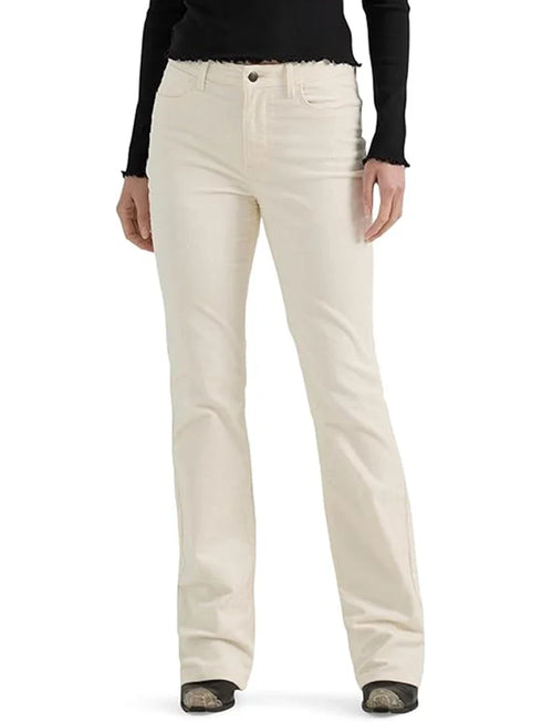 High Waist Straight Leg Jeans in White Beige