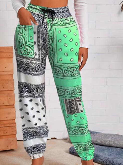 Plus Size Geometric Print Ankle-Length Pants