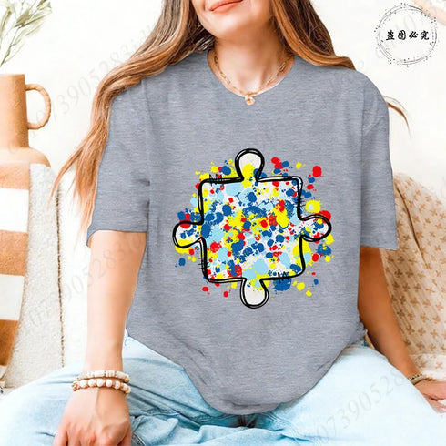 Trendy Women's Autism Awareness Graphic T-Shirt
