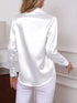 Elegant Turn-down Collar Button-front Satin Long Sleeve Women's Shirt for Daily Commute And Business Casual Wear