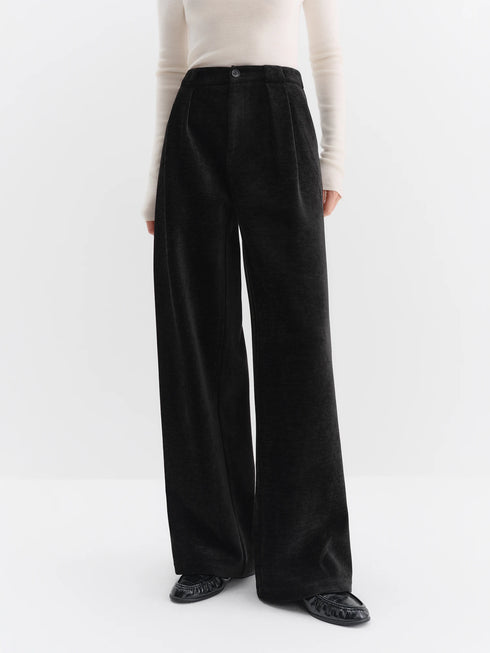 FSLE High-Waisted Straight-Leg Knit Trousers