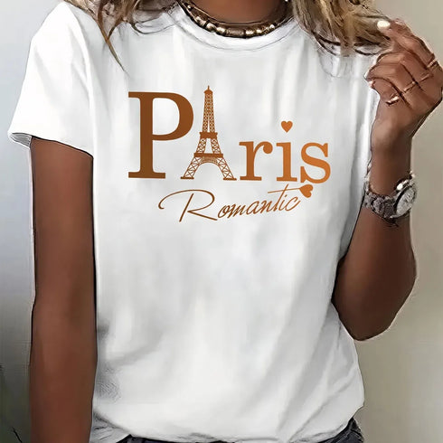 Womens Trendy Letter Print T-Shirt for Effortless Style