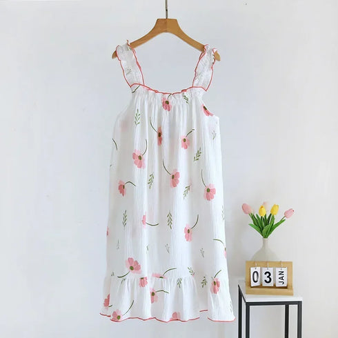 Ladies Summer Cotton Spaghetti Strap Nightdress