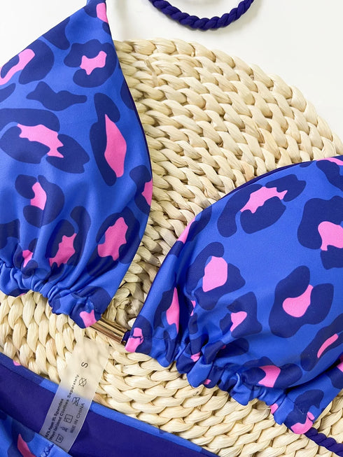 Leopard Print Bikini Set - Women's Swimwear