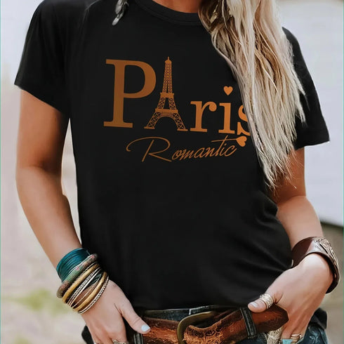 Womens Trendy Letter Print T-Shirt for Effortless Style