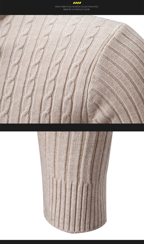 Men's High Neck Casual Knitted Pullover Sweater