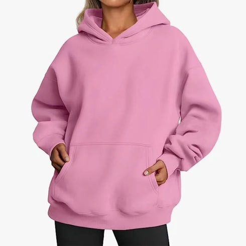Hip Hop Solid Colour Hooded Pullover for Women