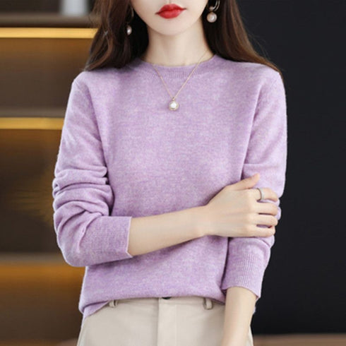 Women's O-Neck Casual Knit Pullover Sweater
