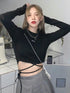Long Sleeve Crop Top for Women in Black, White, and Blue