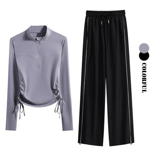 DRUR Women's 2 Piece Sweatsuit Set with Long Sleeve Top