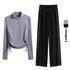 DRUR Women's 2 Piece Sweatsuit Set with Long Sleeve Top