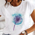Feather Print Aesthetic T-Shirt for Women - Short Sleeve Graphic Tee, Trendy Streetwear Top, Perfect for Spring/Summer Fashion