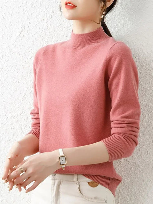 Autumn Winter Turtleneck Knitted Jumper for Women