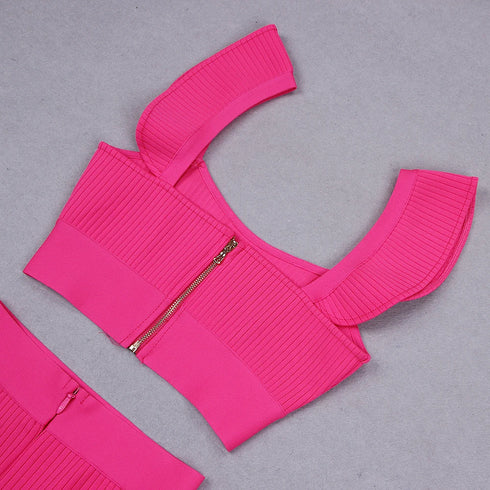 Summer Women’s Bodycon Skirt Suit in Black, Red, and Pink