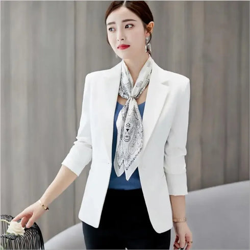 Black Women Blazer Slim Fit Office Work Jacket with Pockets