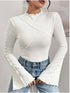 Long Sleeve Flared Sleeve Top with Round Neck