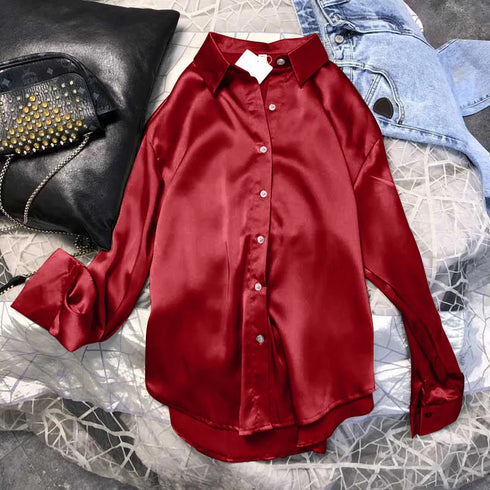 Autumn Casual Women's Satin Blouse