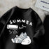 Summer Japanese Cartoon Cute Cat Funny Printed Short-sleeved T-shirt for Ladies and Boys Same Loose Casual Large-size Top