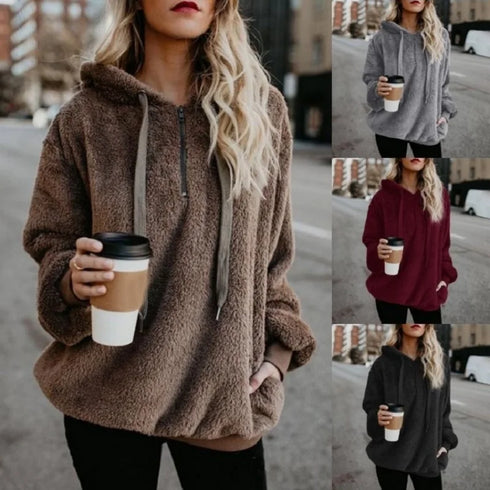 Women's Hooded Long-Sleeved Sweater Coat