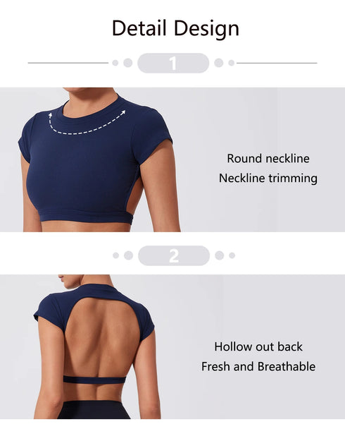 Ctenkevet Women's Yoga Crop Top with Back Detail