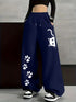 Women's Plus-Size Casual Cat Paw Print Sweatpants