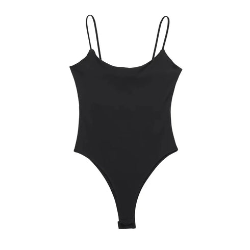 TRAF White & Black Sleeveless Bodycon Bodysuit