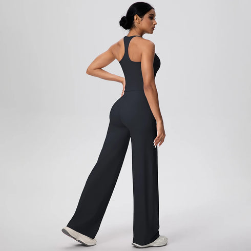 Backless Yoga Set with Wide Leg Pants