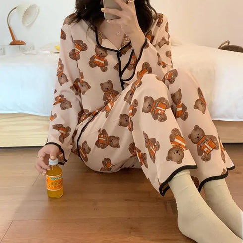 Women's Silk Satin Pyjama Set - Long Sleeve Sleepwear
