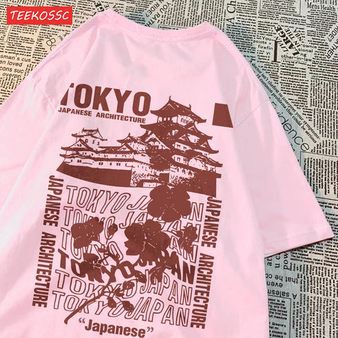 Tokyo Sakura Print Oversized Women's T-Shirt