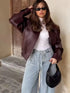 Chic Wine Red Short Jacket for Women