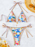 Floral Print Triangle Bikini Set with Brazilian Bottoms