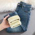 Retro Blue Slim Fit Stretch Tapered Jeans for Women