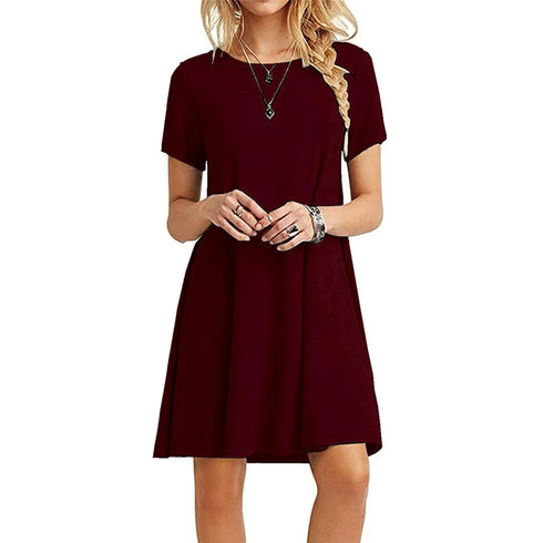 Women Casual Short Sleeve T Shirt Dress Vintage O Neck Mini Dress Elegant Streetwear Sundress for Effortless Style