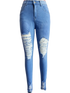 Women's Ripped Slim Fit Jeans in Blue